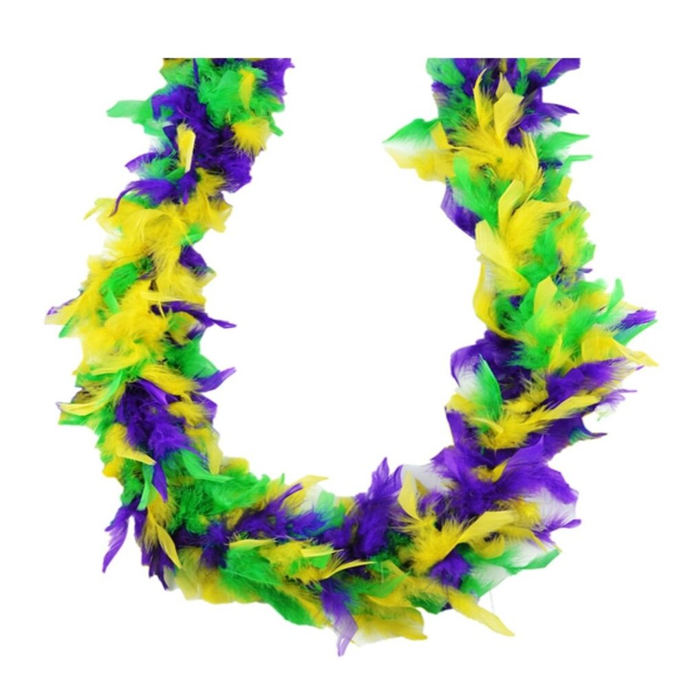 Mardi Gras Purple Green Gold 3 Ct Chandelle Feather Boa 45 gm 2 yds